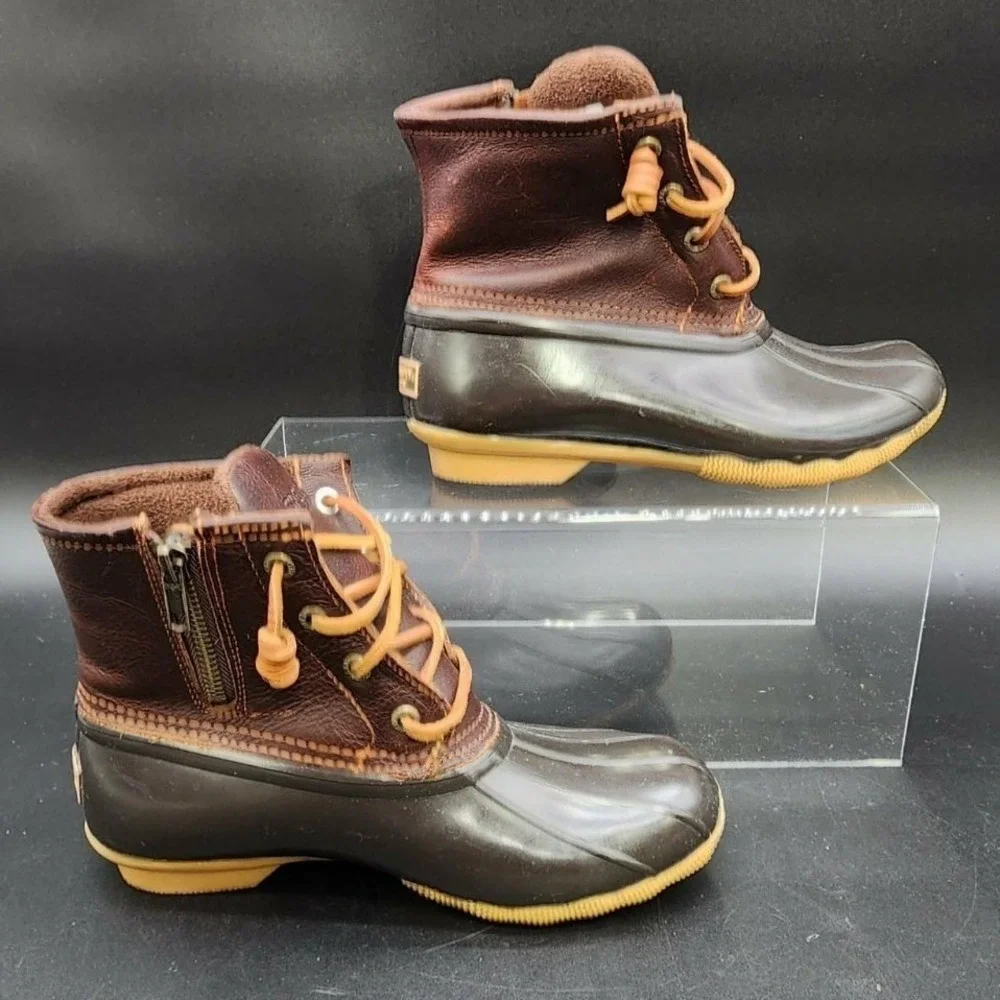 Sperry Brown Saltwater Duck Boot Womens 6M Rain Snow Winter All Weather‎ Preppy